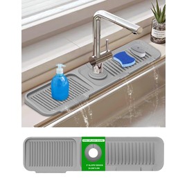 Kitchen Sink Splash Guard, 5°Slope Draining Mat for Kitchen Sink, 24 inch Sink Faucet Mat, Silicone Sink Faucet Mat Splash Guard, Sink Water Splash Guard, Sink Accessories for Kitchen, Bathroom