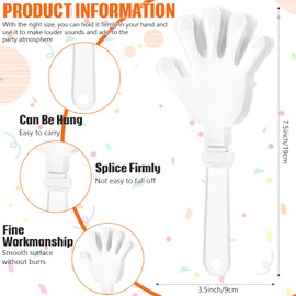 ZCYSRLQIN 24 Pcs Hand Clappers and Metal Cowbells Noise Makers Cheering Clappers Cow Bells Handle Cheers Dance Basketball Football Noise Makers Sporting Events Graduation School Sports Party (White)