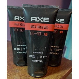 AXE MAX HOLD 12 LASTING CONTROL ALCOHOL FREE HAIR GEL 5 OZ - SET OF 3 - NEW