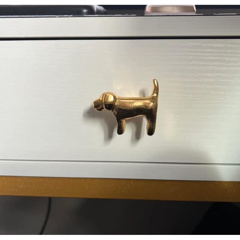 Bright Gold Animal Drawer Knobs - Dresser Cabinet (9. Dog)