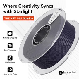 kexcelled Glitter PLA Filament 1.75mm Blue,Galaxy PLA 3D Printer Filament 1kg(2.2lbs),Sparkle Twinkling Surface Dimensional Accuracy +/- 0.03mm,Fit Most FDM Printer