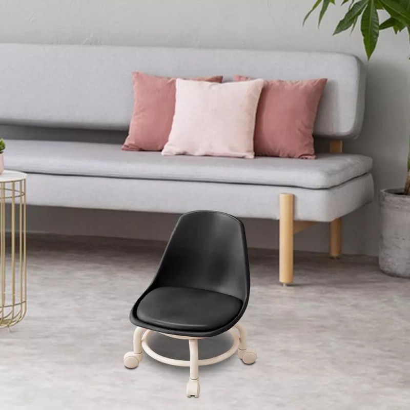 generic Silla Con Asiento De Ruedas Taburete De Pedicura Negro