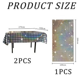UBSIUH 2 Pieces Of Waterproof Tablecloth And 1 Piece Of Background Cloth, Disco Party Supplies, Party Decorations, Creative Personality Tablecloth.