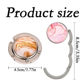 SURALIN 2 x Bag Holder for Table, Foldable Purse Hooks, Women's Bag Holder, Handbag Holder, Wallet, Handbag Holder for Table, Marble Hook