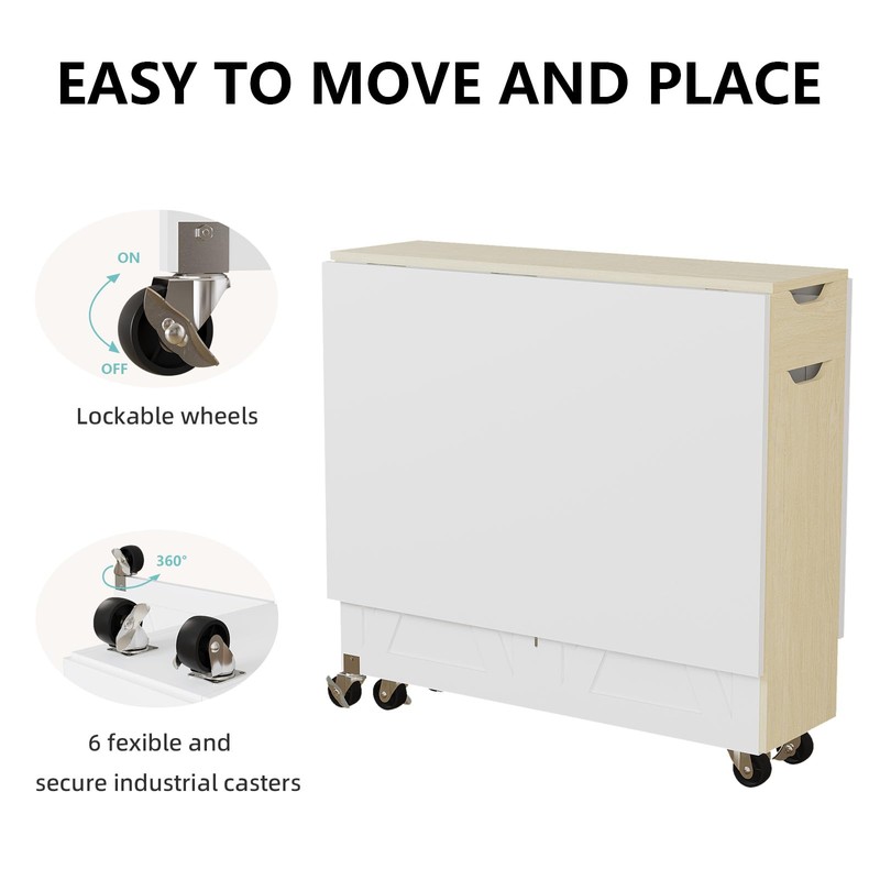 3imothrix Folding Dining Table, Versatile Foldable Kitchen Dinner Table with