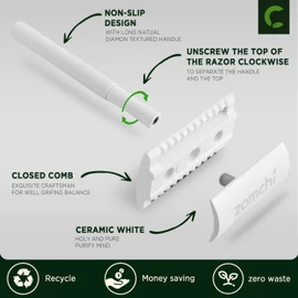Zomchi Safety Razor for Women, Lady Razor with 10 Blade Razor Stand, Double Blade Razor with Textured Handle, Metal Razor for Women Razor Blades