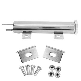 Radiador de Acero Inoxidable de 2x10 Pulgadas, Botella de Recuperación de Tanque de de Lata de Captura con Accesorios de Montaje Accesorio de Coche Universal