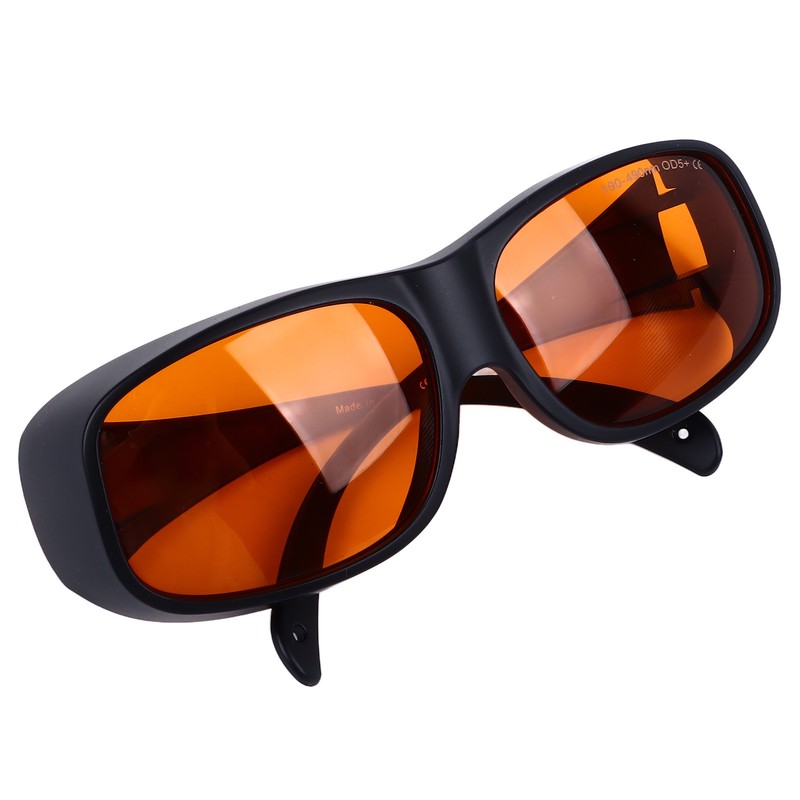 Safety Goggles 190 to 490nm Black Frame Orange Lens OD5