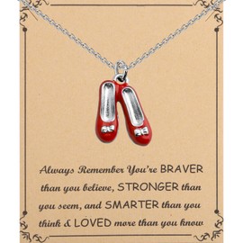 FUSTMW Sweet Home Necklace Movies Inspired Gifts Sweet Home Red Enamel Shoes Charm (necklace)