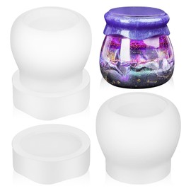 Operitacx Jar Resin Molds, 2pcs Pudding Silicone Molds for Resin with Lid, Epoxy Resin Molds Casting Craft for DIY Jewelry Storage Box, Candy Container, Home Decoration