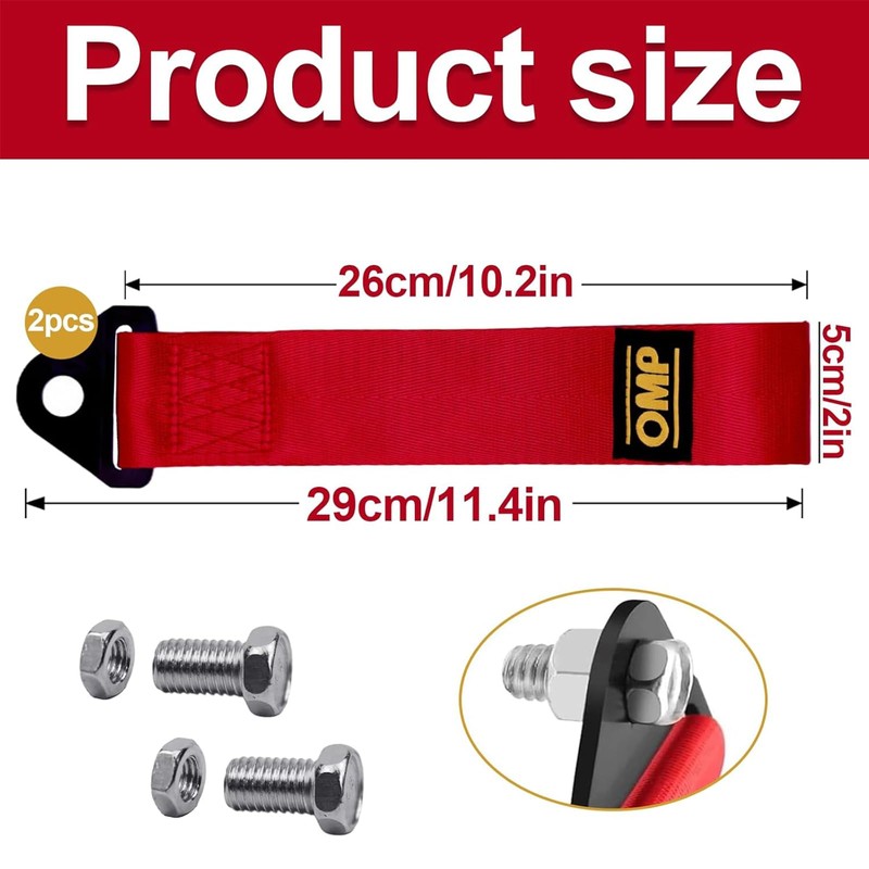 Pack of 2 Car Bumper Tow Loop, High-Strength Nylon Tow