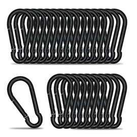 Small Carabiner Clip Hook, 1.97 inch 25 pcs Black Heavy Duty Spring Snap Hook Key Chain, Carabiners Clips for Outdoor Camping, Swing Set, Hammock, Hiking Travel, Fishing, Quick Link Keychain