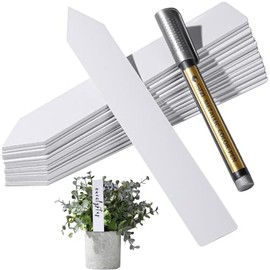 HNYYZL Plastic Plant Labels 8 Inch 50 PCS & 1x Black Marker Pen, Garden Plant Tags, Nursery Garden Labels Outdoor Waterproof