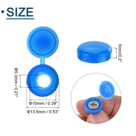 uxcell 100Pcs Blue Screw Cap Covers, PVC Hinged Screw Cover Caps, 13.5mm x 5.3mm, Round Head, 10mm Dia