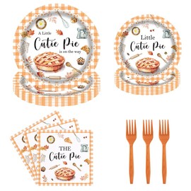 Tcoyodw Cutie Pie Baby Shower Tableware Set 96 Pcs Disposable Plates Napkins Forks A Little Cutie Pie is on The Way Baby Shower Baking Party Decorations Serve 24 Guests