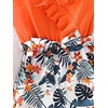 WDIRARA Girl's Tropical Print Ruffle Trim Wrap Front V Neck