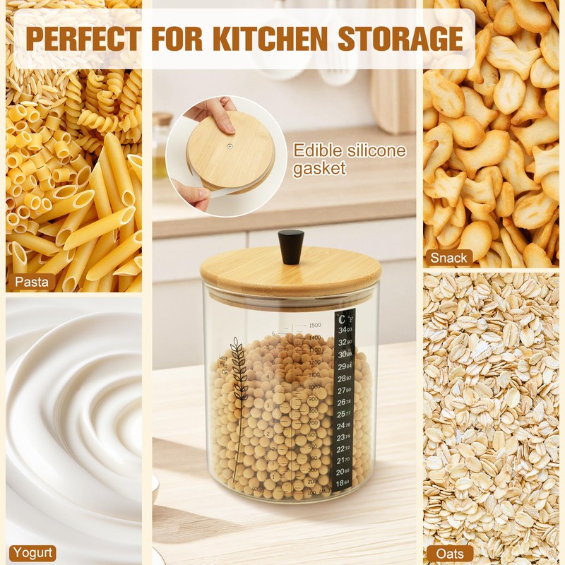 Rakovar 50oz Sourdough Starter Jar Kit, Wide Mouth Sourdough Starter