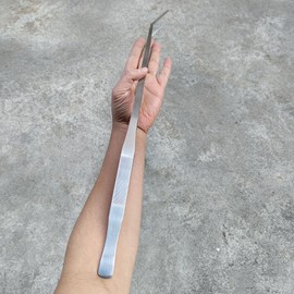 Extra Long 18.7 Inch Stainless Steel Tweezers Feeding Tongs (Longer than Arms, Curved) for Terrarium