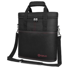 OPUX 3 Bottle Wine Carrier Tote, Insulated Leakproof Wine Cooler Bag, Wine Travel Bag Tote for Picnic BYOB Beach, Portable Wine Bottle Carrying Case, Gift for Wine Lover Women Men Christmas, Black