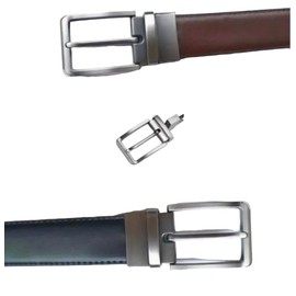 Men's Reversible Leather Belt with Silver-Tone Buckle