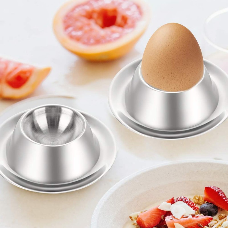 Flexzion Egg Cup Holder Set (4 Piece Sets) - Stainless