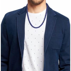 COAI Men's Gemstone Ball Chain, Silver Lapis Lazuli Silver, Lapis Lazuli