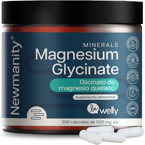 NEWMANITY Glicinato de Magnesio 500 mg BeWelly – 300 Cápsulas