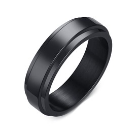 Epinki Spinner Rings for Anxiety, 6MM Men Stainless Steel Black Spinner Ring Polished Fidget Ring Size N 1/2