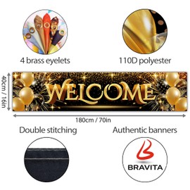 Welcome Banner - Black and Gold Welcome Home Decorations 6 x 1.3ft - Welcome Back Banner - We Missed You So Much