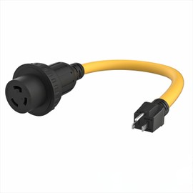 SQUANCHY 30 amp to 110 Adapter 30 Amp to 15 Amp 5-15P Male to L5-30R 125 Volt Female with Twist Locking RV Boat Marine Dogbone Plug