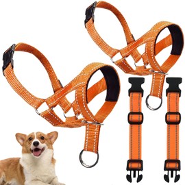 2Pcs Muzzle Leash for Heavy Pullers, Dog Over Mouth Training Leashes Dog Head Collars for Medium Large Dogs, Gentle Dog Face Harness Stops Pet Pulling and Choking on Walks, Adjustable Head Collar(M+L)