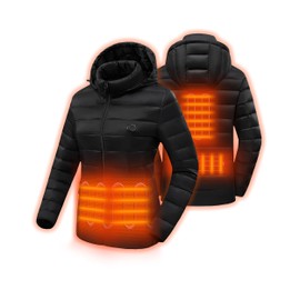 HEWINZE Women's Heated Down Jacket with Battery Pack and Detachable Hood Insulation,2X-Large