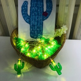 Riaxuebiy 10 Feet 20 LEDs Cactus Fairy Lights, Summer Beach Theme Decoration, Mexico Cactus Decor, USB Powered for Girls Boys Bedroom (USB Powered, Cactus)