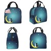 Lunch Bag, Cold Insulated, Cat Pattern, Starry Sky, Moon, Moon,