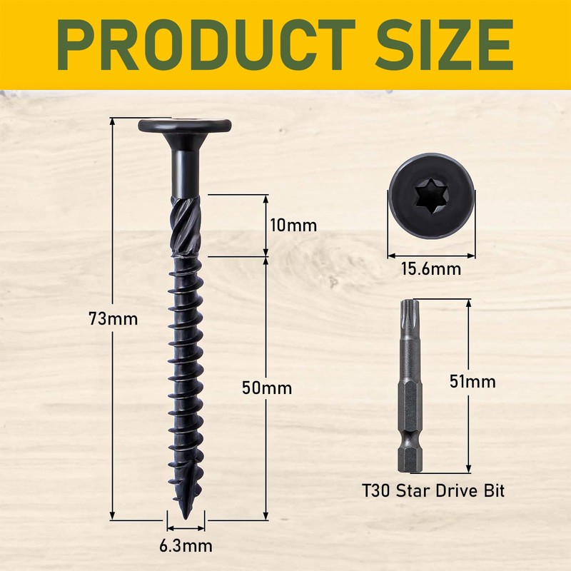 Valorada 20Pcs 6.3 x 73mm Wood Screws, Decking Screws, Heavy