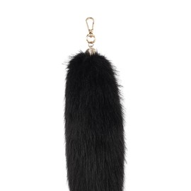 Plush Tail Keychain Pendant Faux Fur Tails Pendant Cute Keyring Pendant Car Bag Charm Pendant for Purse, Handbag, Key Chain, Wallet Accessories, Black
