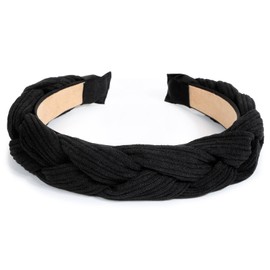 BOOMTOP Haarreif Dirndl Kordsamt Geflochten Stirnband Kord Breit Haarband Vintage Gepolsterte Haarreifen Trachten Haarschmuck Kopfband für Damen und Mädchen Schwarz