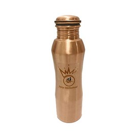 Curve Pure Copper Water Bottle 1000 ml Drinking Water vessel water serving flask Leak Proof joint free Handmade Copper Bottle For Health Benefits, Sports, Yoga, Running, school 1 Liter (34 Oz)