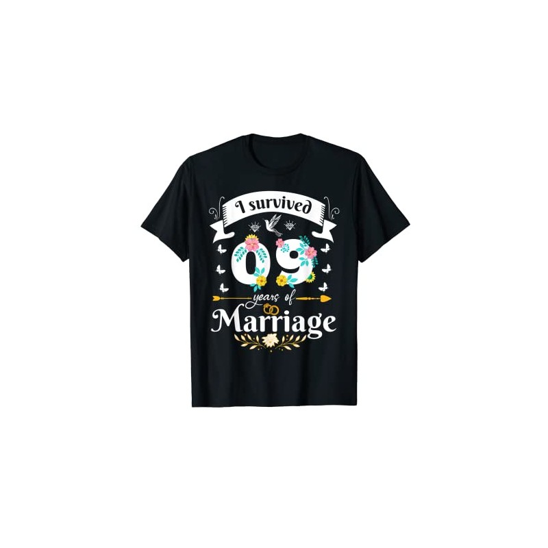 I Survived 9 Years of Marriage Nineth Wedding Anniversary T-Shirt