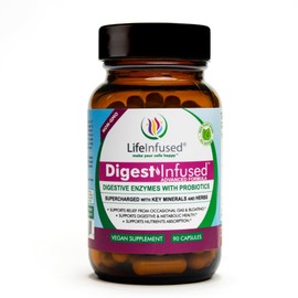 Life Infused - Premium Digestive Enzyme Supplements - 21 Plant-Based Enzymes, Proteases, Bromelain, Amylase, Papain - Probiotics, 72 Key Minerals & Herbs - Ease Gas & Bloating. 90 Servings.