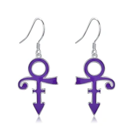 Prince Symbol Earrings Sterling Silver Purple Prince Dangle Earring Punk Prince Symbol Jewelry for Prince Lover