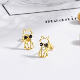 925 Sterling Silver Cat Earrings/Horse/Elephant/Flamingo//Unicorn Stud Earring for Teens Women Cute Hypoallergenic Animal Earrings for Sensitive Ears Christmas Gifts, 12.3, Metal 925, Cubic Zirconia