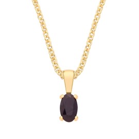 9ct Yellow Gold Natural Blue Sapphire Oval Solitaire Pendant September Birthstone + 18" Chain Necklace