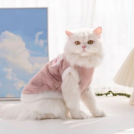 Epochtech Dog Clothing, Cat Clothing, Autumn Winter Costume, Soft, Coral Fleece, Thermal, Warm, Cute, Stylish, Medium and Medium Dog Clothes, Pet Cat Costume (XL, Pink Sheep)