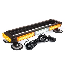 Xprite White Amber COB LED Rooftop Strobe Flashing Light Bar Double Side 21" High Visibility Emergency Hazard Warning Beacon Lights w/Magnetic Base for Safety Vehicles Tow Trucks Pickup Cars Snowplow