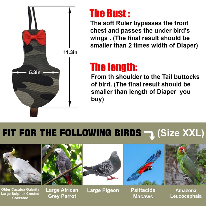 Bird Diaper Washable Reusable Parrot Flight Suit Nappies Protective Breathable