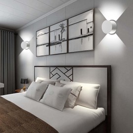 Kawell 8W Modern LED Wall Sconce Light Up Down Waterproof Outdoor Wall Lamp Indoor Hardwired for Bedroom Bathroom Hallway Stairs Porch, White 6000K