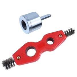 Coshar 1 Set Copper Pipe Cleaner Tool 1/2" and 3/4" Wire Brush Copper Pipe Brush Drill Attachment Cleaner for Plumbers and Industrial Purposes,Red