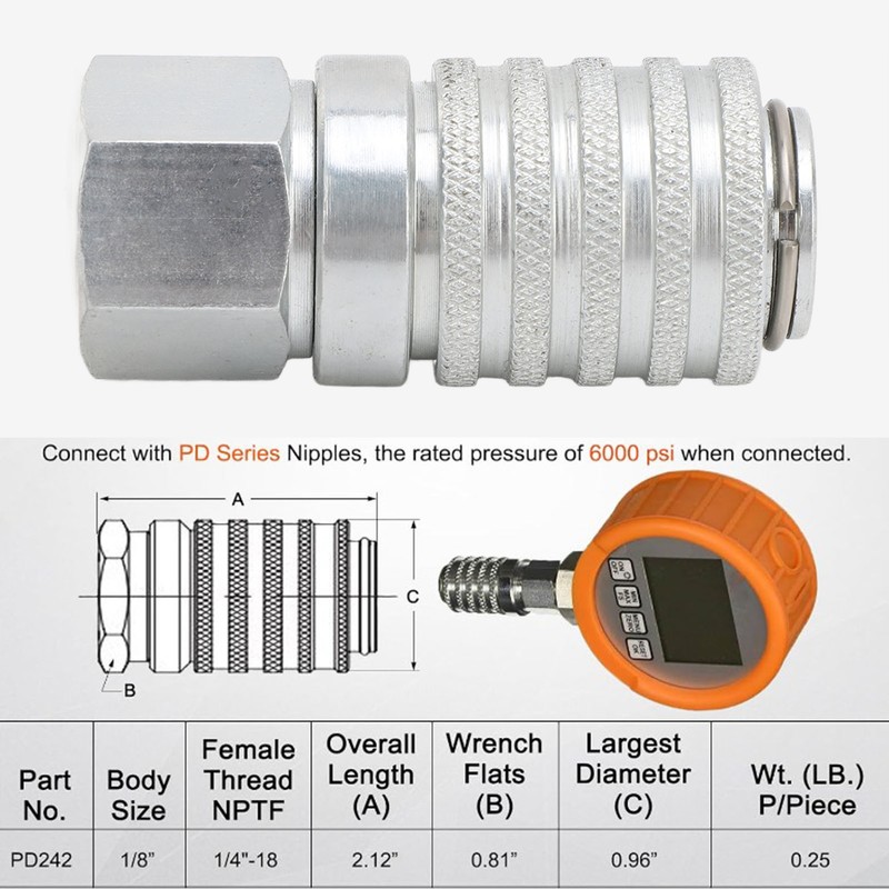 Diagnostic Equipment Coupler with Female Pipe Thread for PD242 Series
