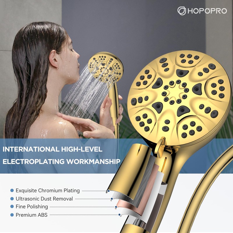 6-Mode High Pressure Handheld Shower Head Set, Consumer Reports Recommended